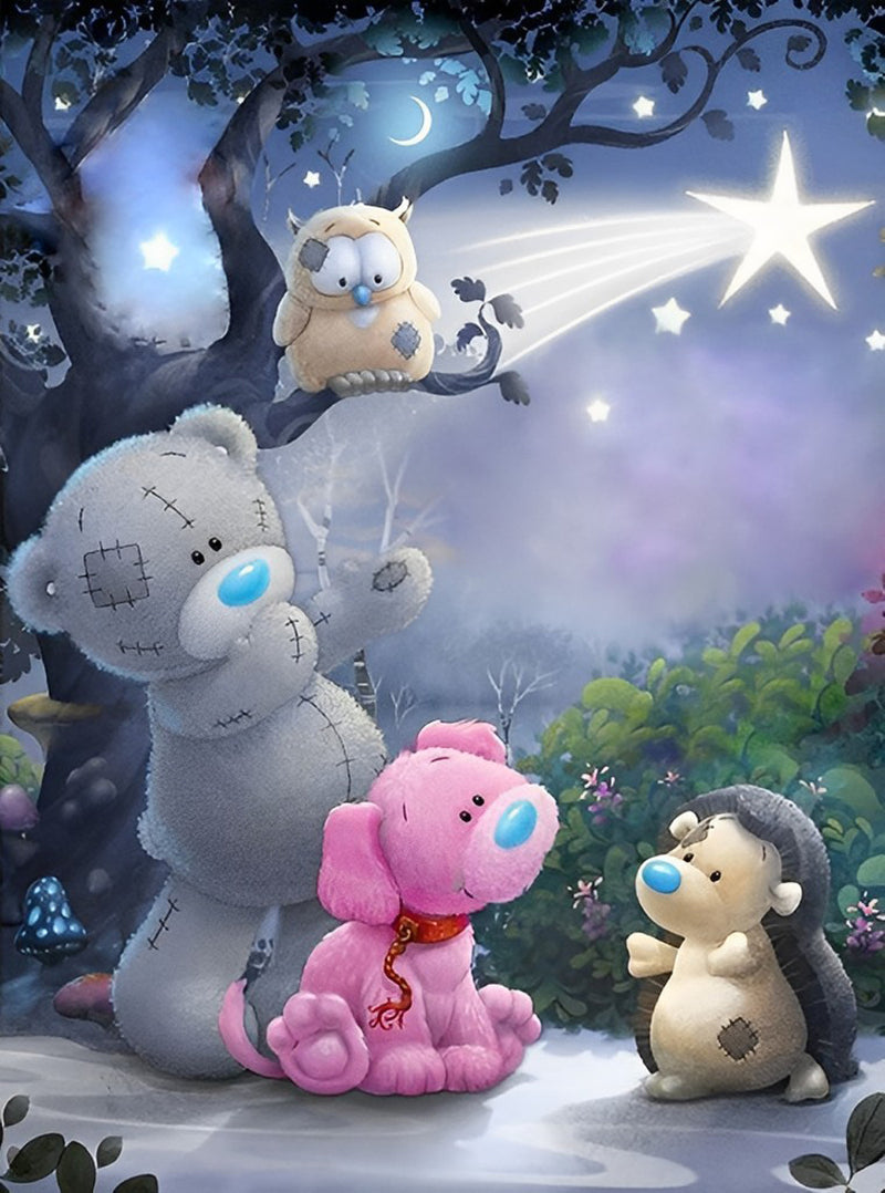 Teddybär in der Märchenwelt Diamond Painting