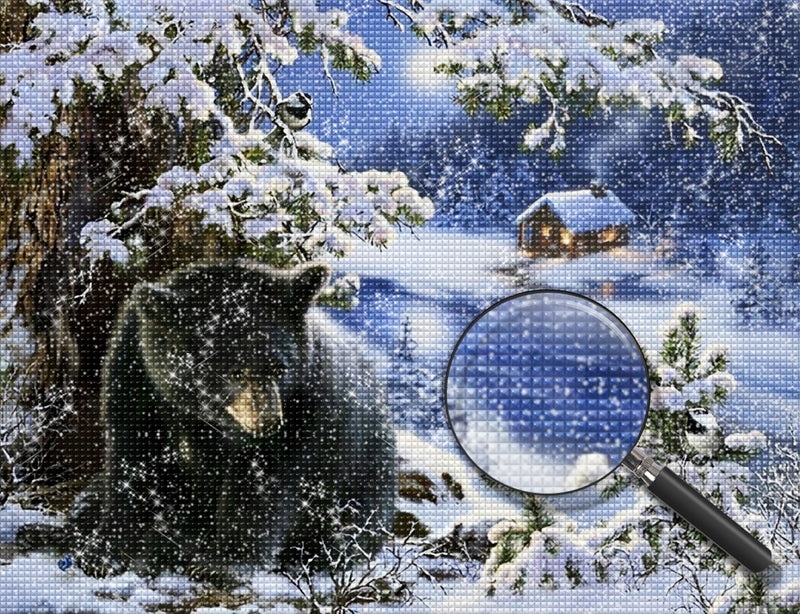 Schwarzer Bär unter dem Baum Diamond Painting