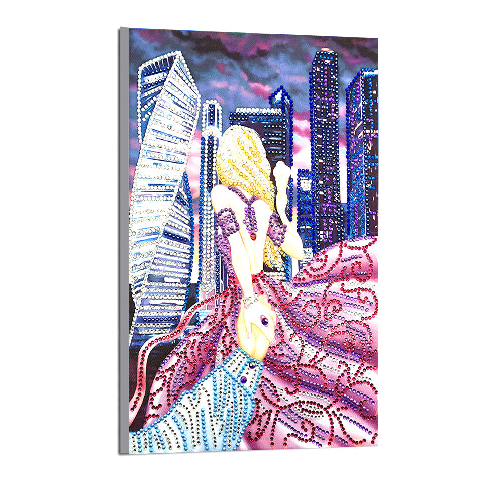 Schöne Frau in der Stadt, Speziell geformte Diamanten Diamond Painting