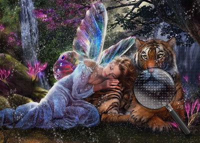 Elfe mit Flügeln und Tiger Diamond Painting