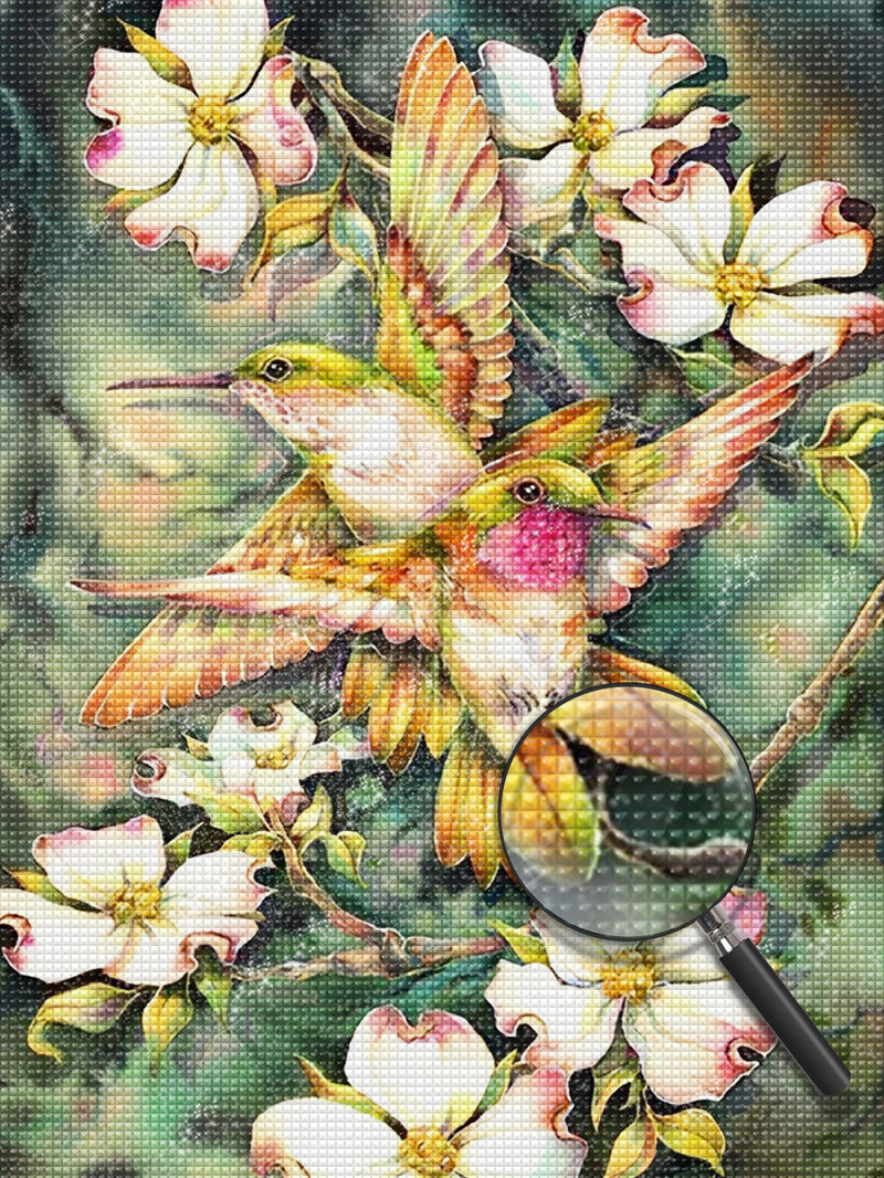 Kolibris und Magnolie Diamond Painting