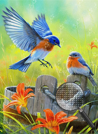 Blaue Vögel Diamond Painting
