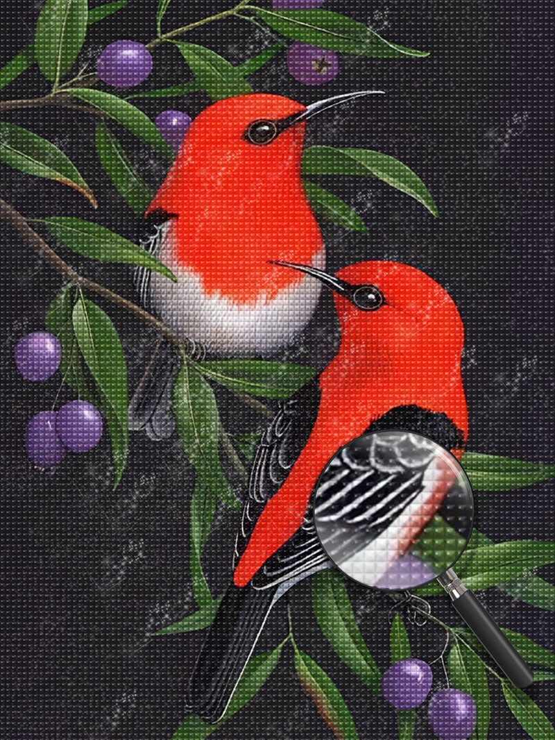 Vögel und Beeren Diamond Painting