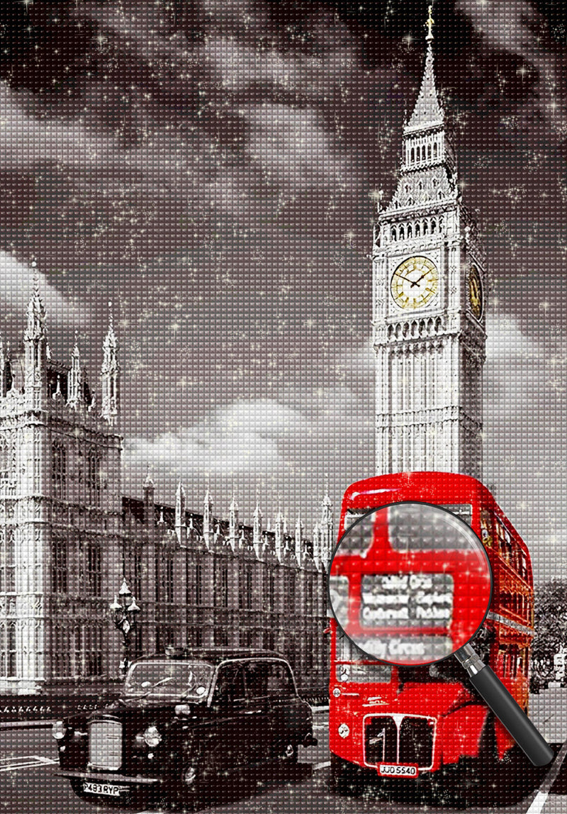 Roter Bus und Big Ben Diamond Painting