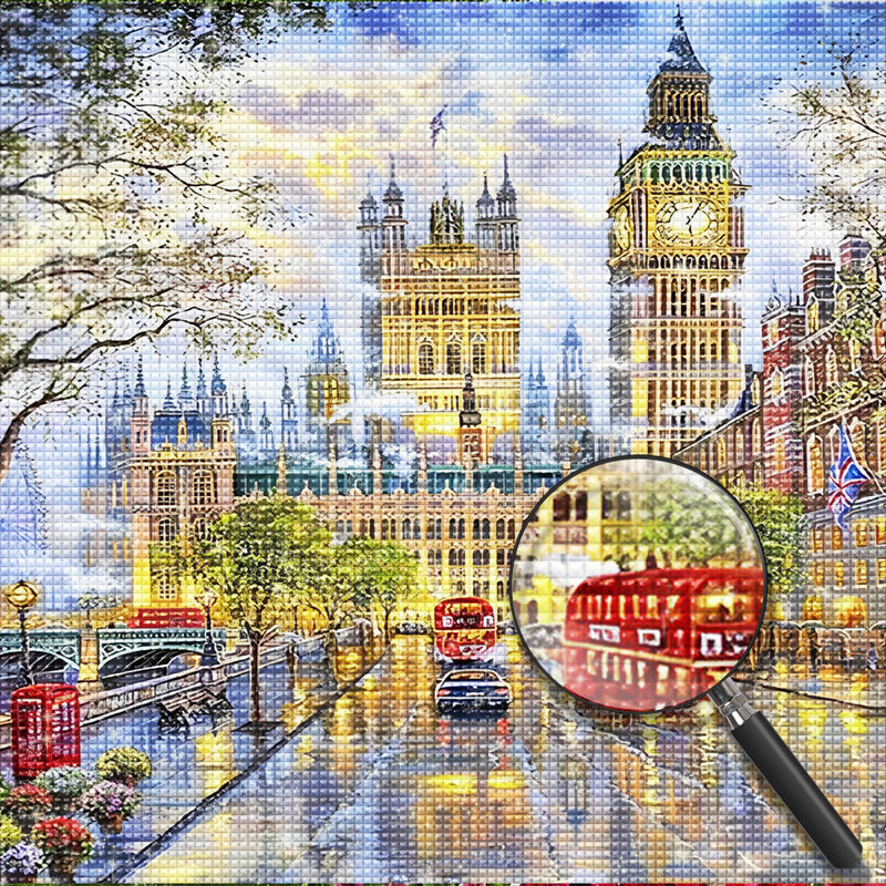 Londons Straße nach dem Regen Diamond Painting