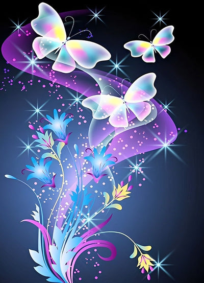 Schmetterlinge und lila Licht Diamond Painting
