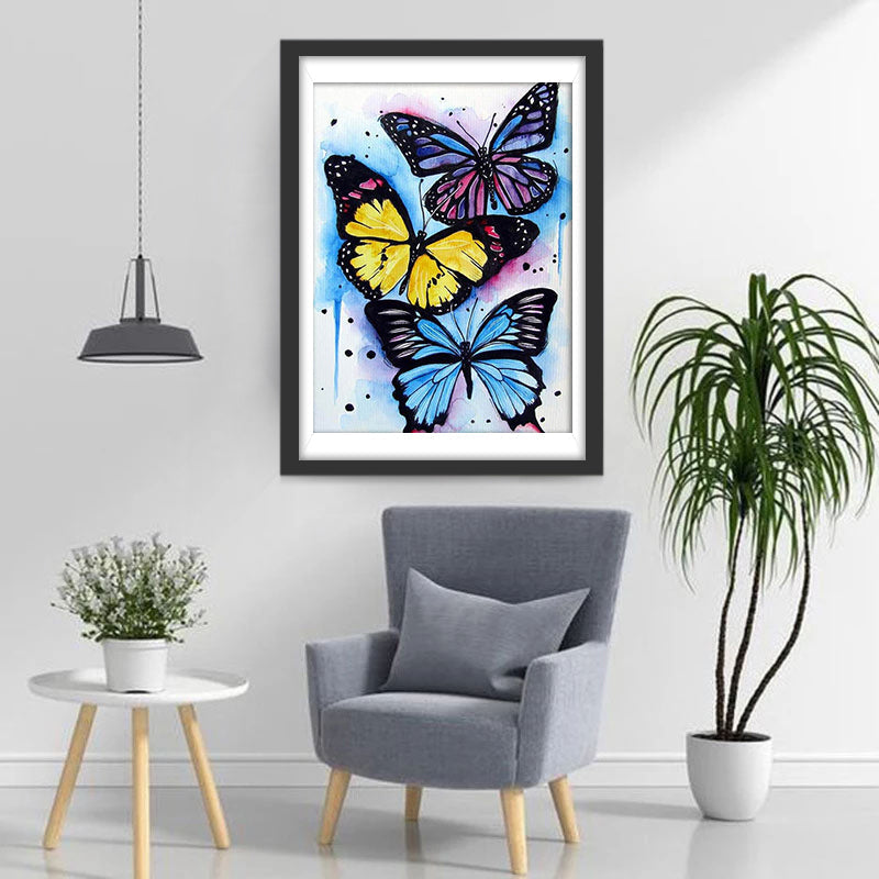 Roter, gelber und blauer Schmetterling Diamond Painting