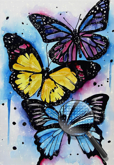 Roter, gelber und blauer Schmetterling Diamond Painting