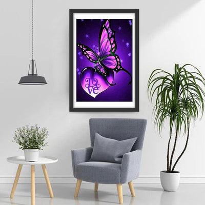 Lila Schmetterling und Liebe Diamond Painting