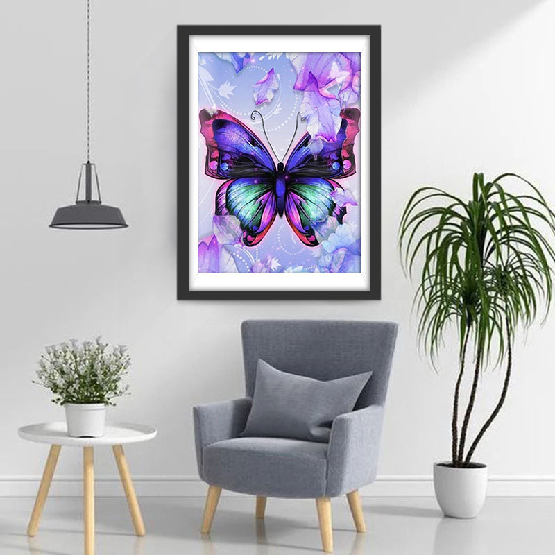 Farbiger Schmetterling und Blütenblätter Diamond Painting