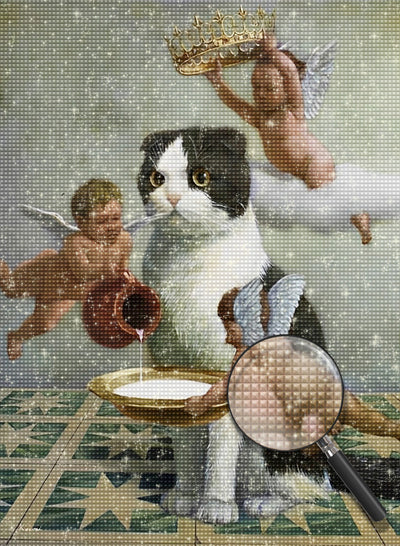 Große Katze und Engel Diamond Painting