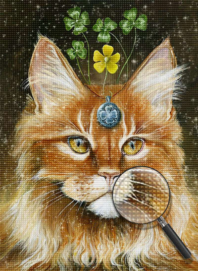 Katze und Klee-Anhänger Diamond Painting