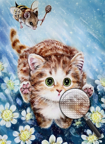 Katze und fliegende Maus Diamond Painting