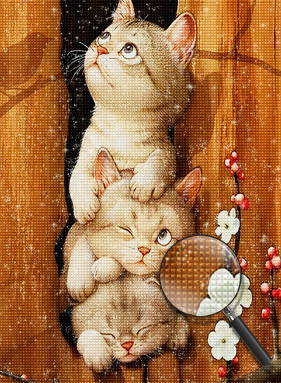 Katzen im Baumloch Diamond Painting