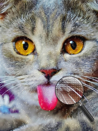 Katze mit herausgestreckter Zunge Diamond Painting