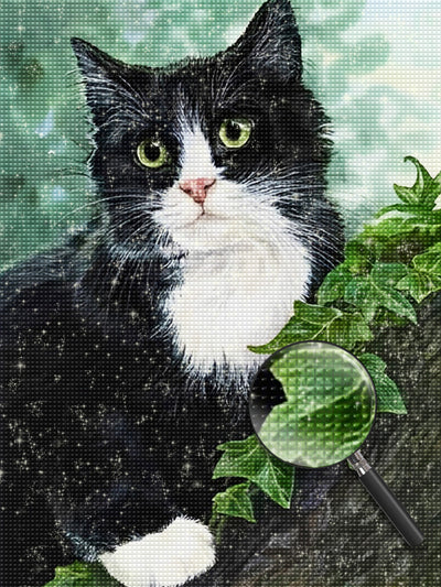 Schwarze Katze auf einem Baum Diamond Painting