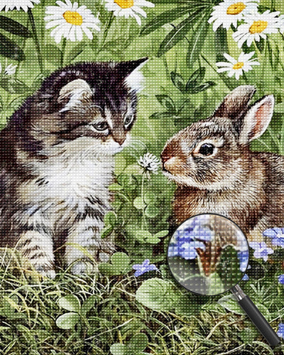 Katze und Kaninchen Diamond Painting