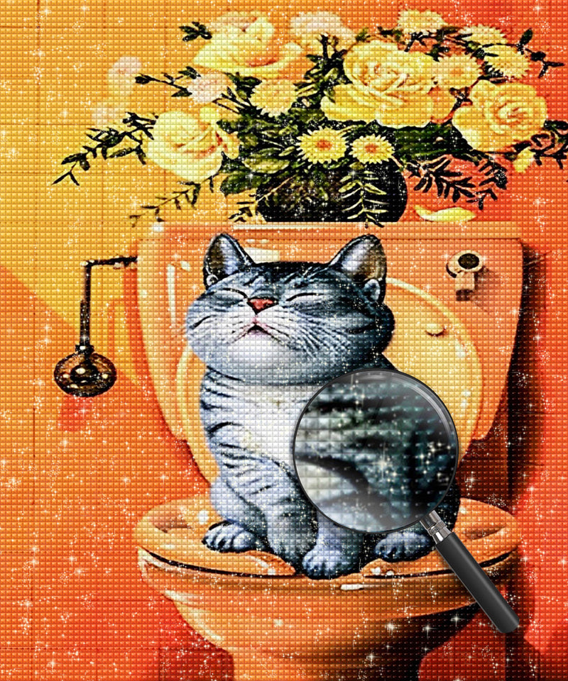 Katze auf dem Lokus Diamond Painting