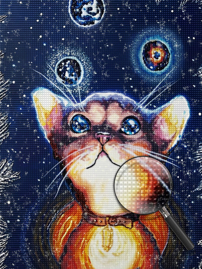 Katze unter Sternenhimmel Diamond Painting