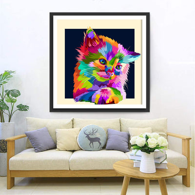 Bunte Katze im Dunkeln Diamond Painting