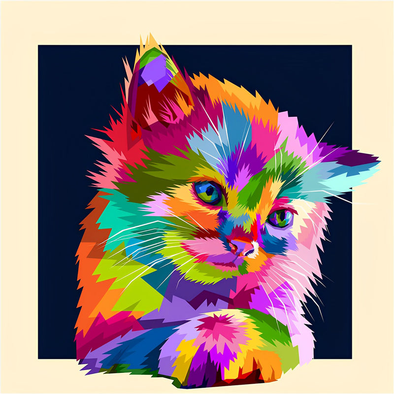 Bunte Katze im Dunkeln Diamond Painting