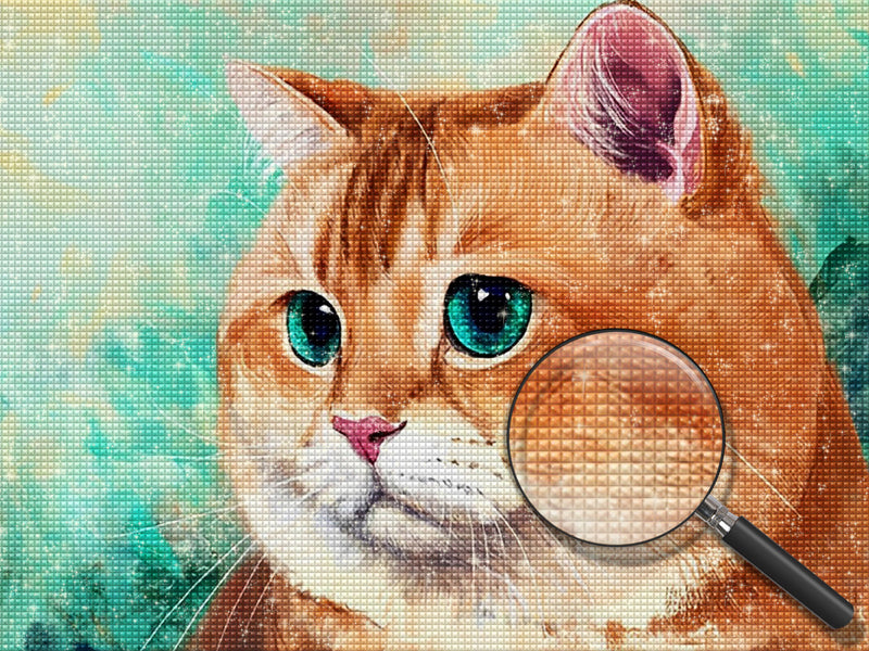 Orange Katze mit grünen Augen Diamond Painting