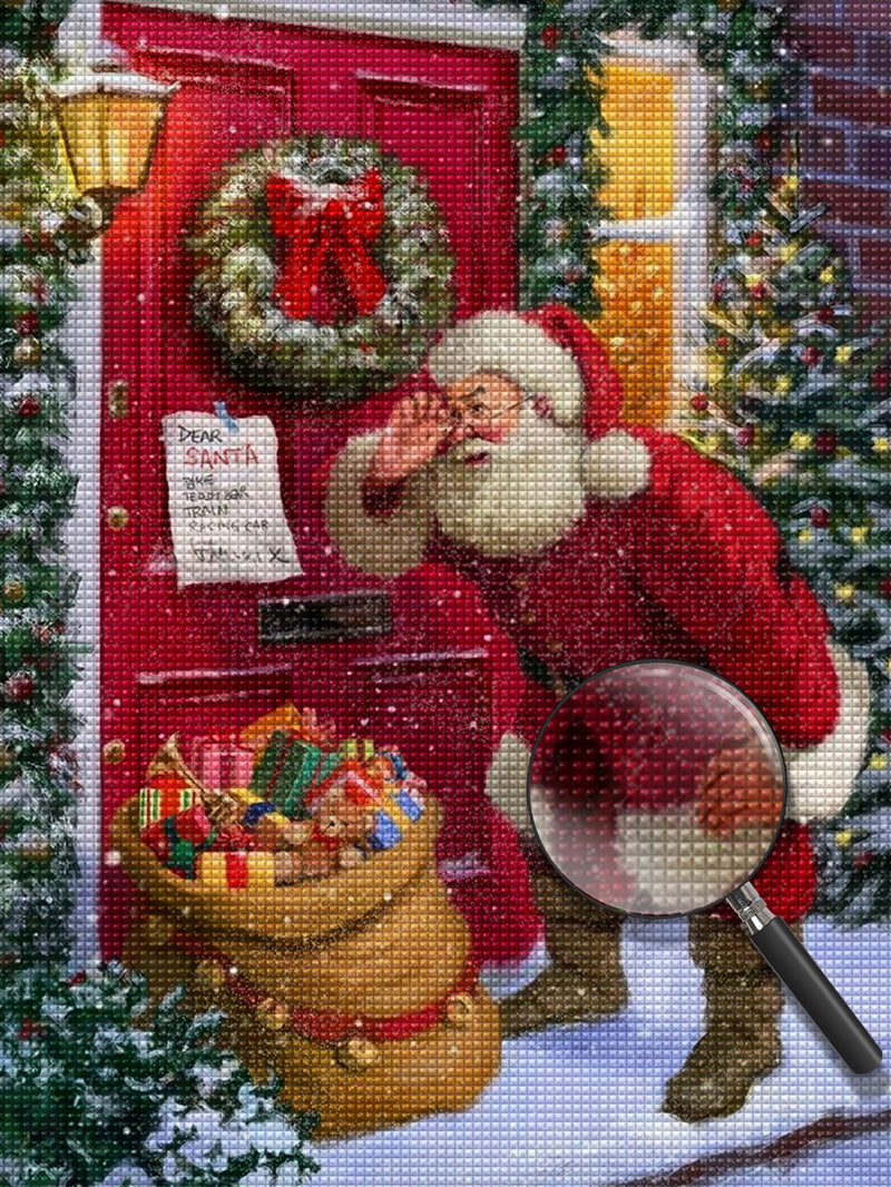 Weihnachtsmann vor der Tür Diamond Painting