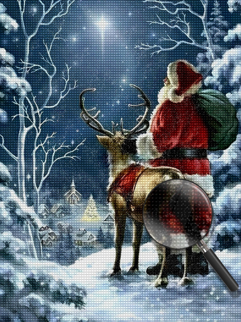 Weihnachtsmann und Elch Diamond Painting