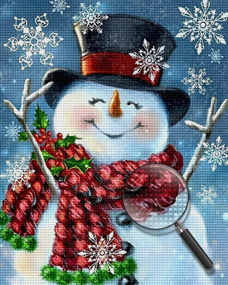 Schneemann und Schneeflocke Diamond Painting