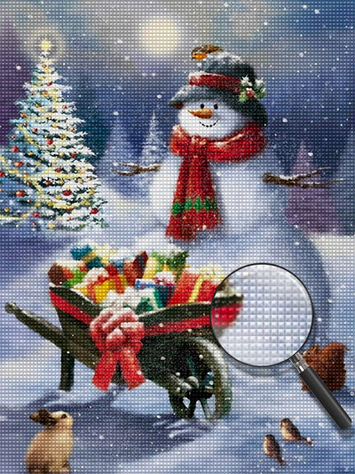 Schneemann mit Weihnachtsgeschenken Diamond Painting