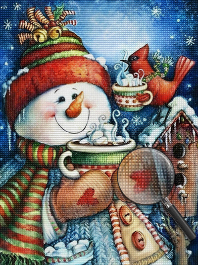 Schneemann Vogel Weihnachten Diamond Painting