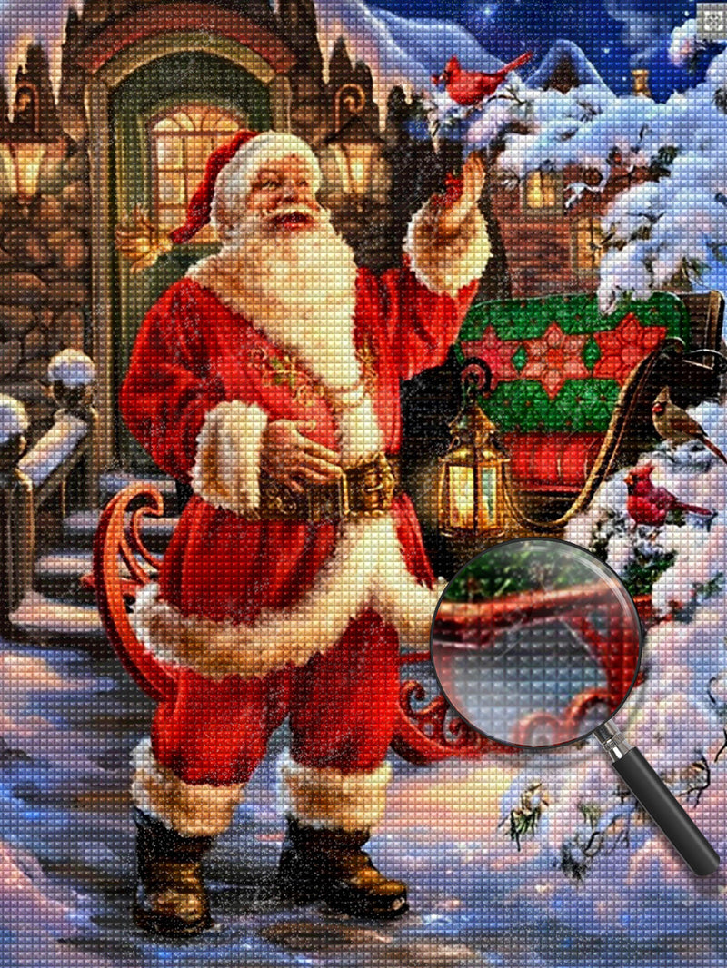 Weihnachtsmann vor dem Haus Diamond Painting