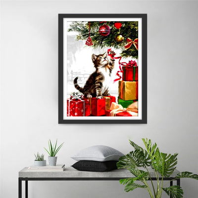 Katze und Weihnachtsgeschenke Diamond Painting