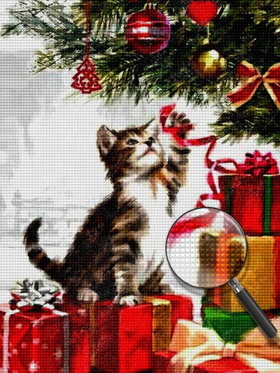 Katze und Weihnachtsgeschenke Diamond Painting