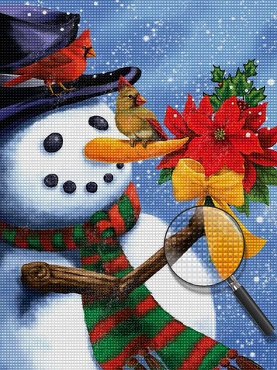 Schneemann und Blumenstrauß Diamond Painting