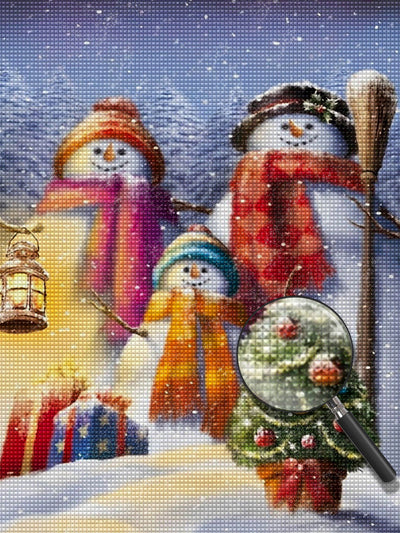 Schneemann-Familie Diamond Painting