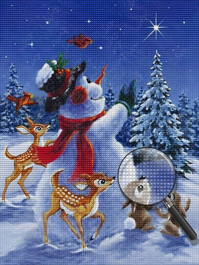 Schneemann und Tiere Diamond Painting