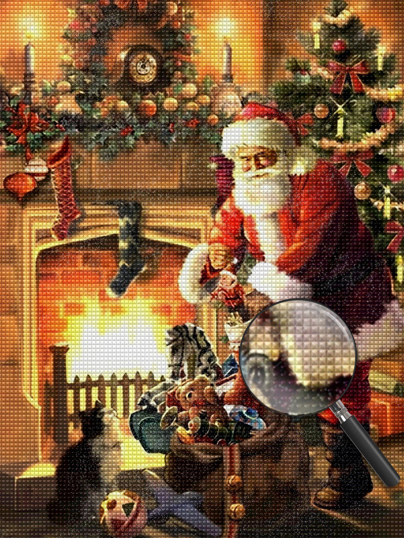 Weihnachtsmann neben dem Kamin Diamond Painting