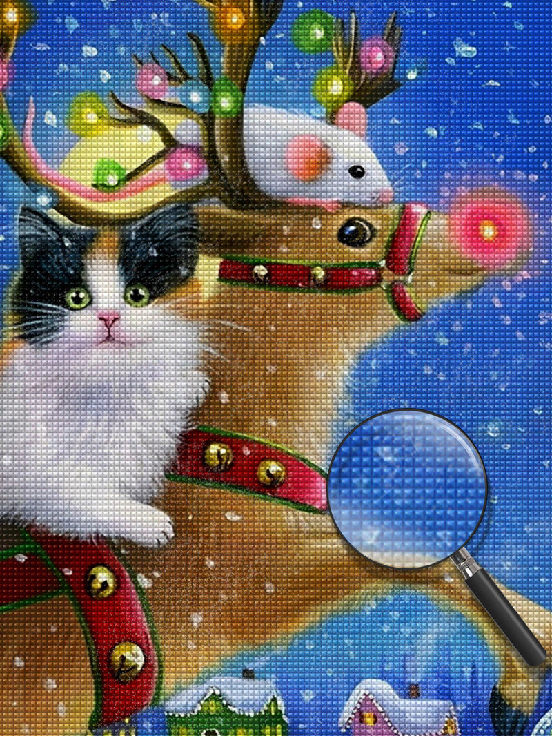 Katze und Maus auf dem Elch Diamond Painting