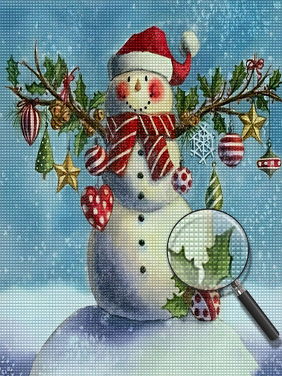 Weihnachtsbaum und Schneemann Diamond Painting