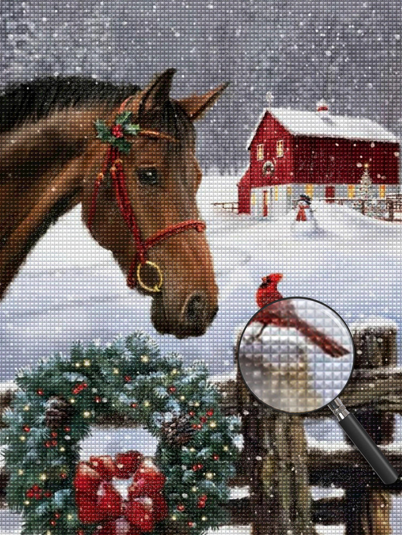 Pferd Weihnachtskranz Diamond Painting