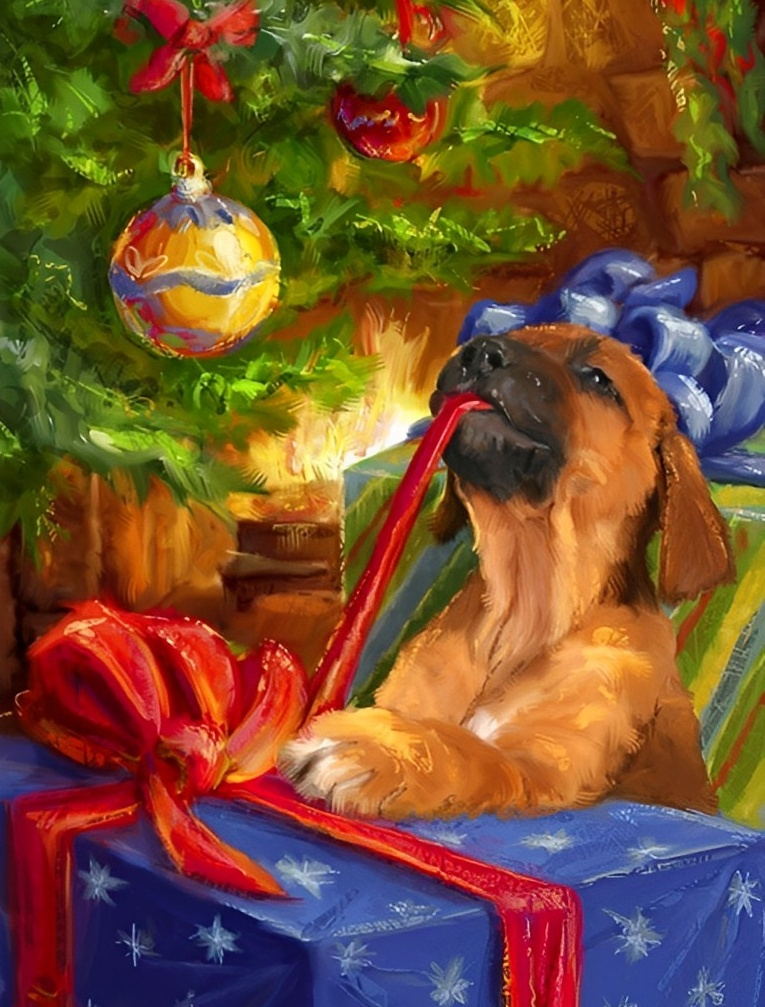 Hund Geschenke Weihnachtsbaum Diamond Painting