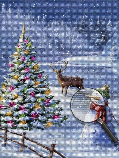 Schneemann Rentier Weihnachtsbaum Diamond Painting