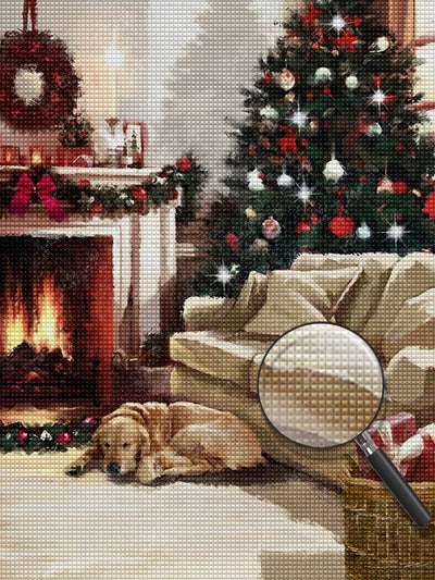 Kamin Weihnachtsbaum Wohnzimmer Diamond Painting