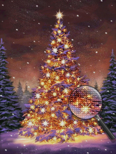 Weihnachtsbaum mit vielen Lichtern Diamond Painting