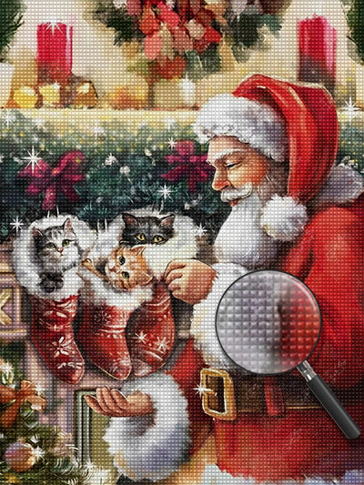 Katzen und Weihnachtsmann Diamond Painting