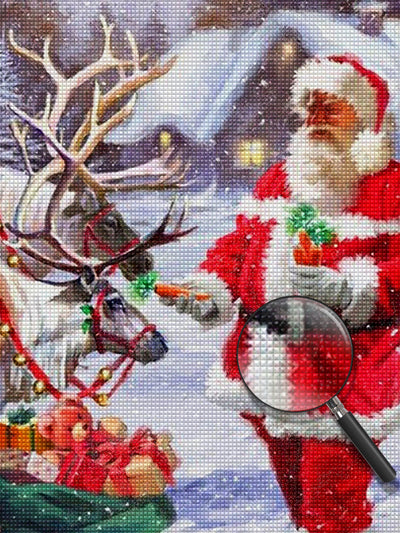 Weihnachtsmann Rentier Geschenke Diamond Painting