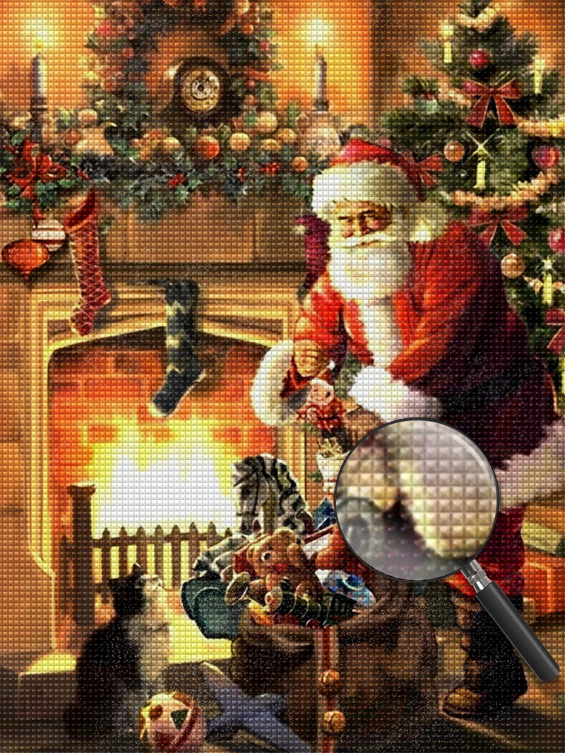 Weihnachtsmann neben dem Kamin Diamond Painting