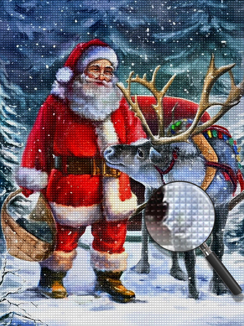 Weihnachtsmann und Elch Diamond Painting