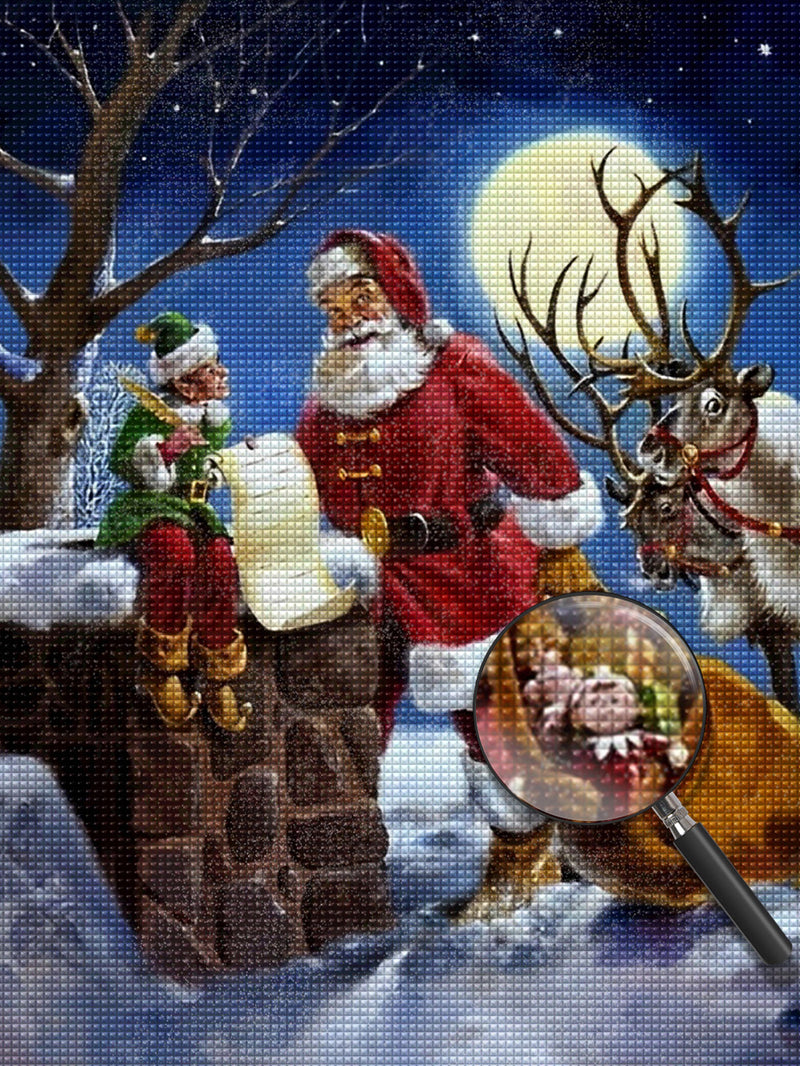 Weihnachtsmann mit Geschenkliste Diamond Painting